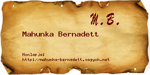 Mahunka Bernadett névjegykártya